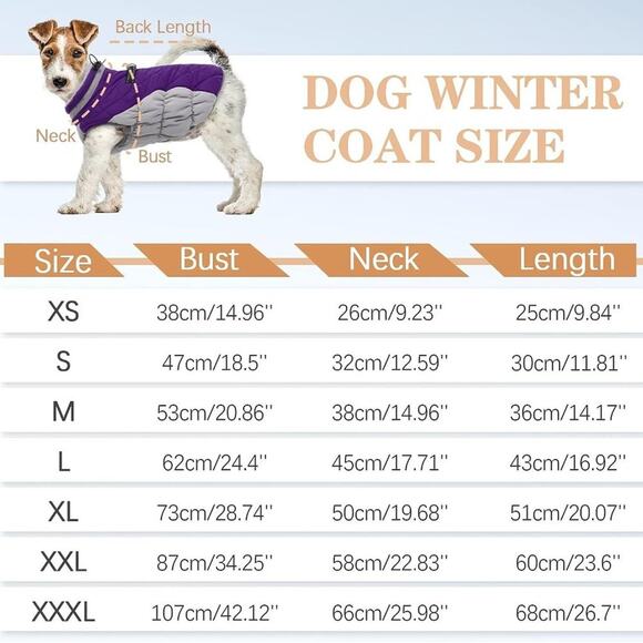 Colorblock Cold Weather Waterproof Reflective Puffer Dog Coat Jacket - Picture 4 of 7